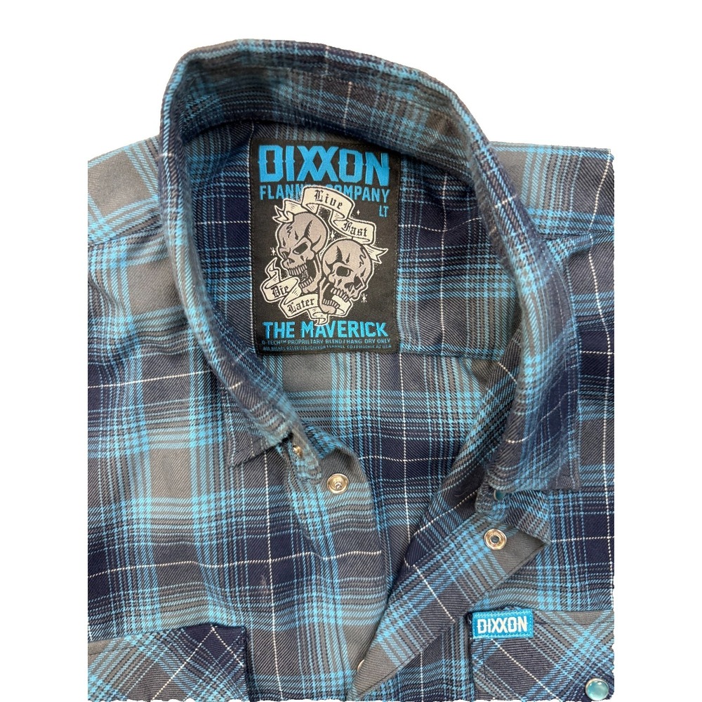 Dixxon Flannel Men's The Maverick Long Sleeve Blue Gray Flannel Shirt Large Tall - Picture 3 of 4